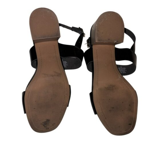 Old Navy Faux-Leather Slingback Block Heel Sandals Color Black Jack Size 9 - Picture 6 of 9